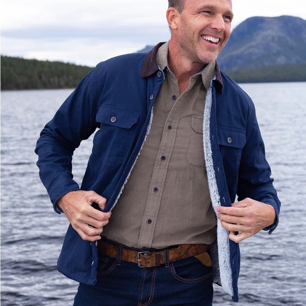 Tailor Vintage Men's Blue Jacket with Sherpa Lining
